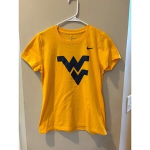 Nike West Virginia University WVU Mountaineers Gold Graphic T-Shirt Womens Small